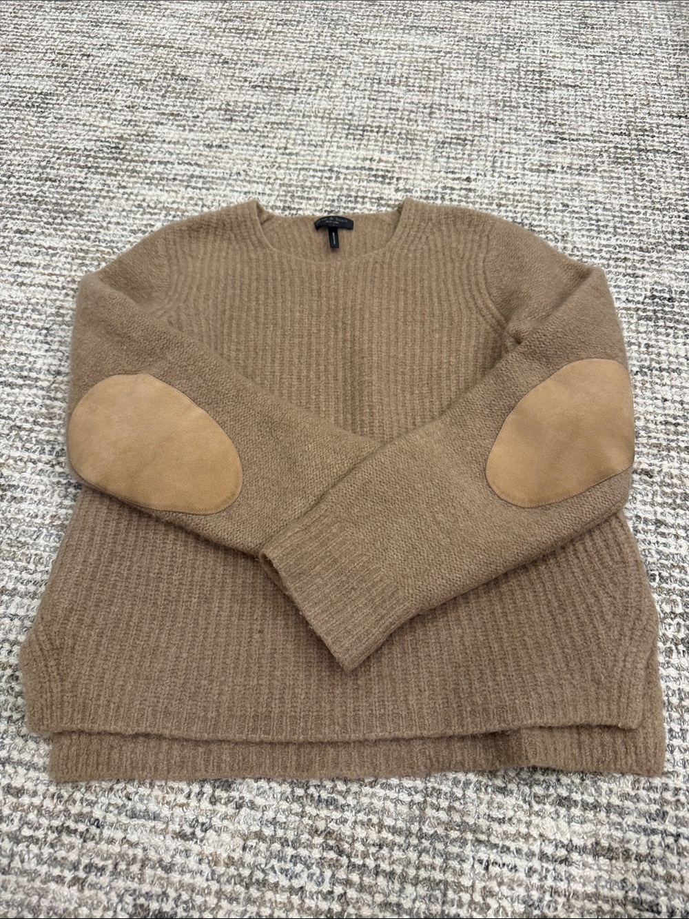 RAG AND BONE Tan Elbow-Patch Sweater